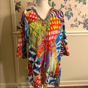 Cute Beach Coverup or long top w/bead detail XL